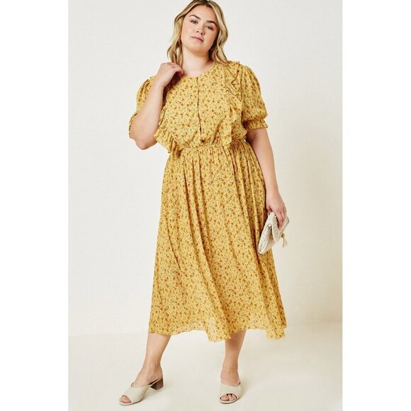 Hayden Dresses & Skirts - Hayden Yellow Floral Midi Dress NWT